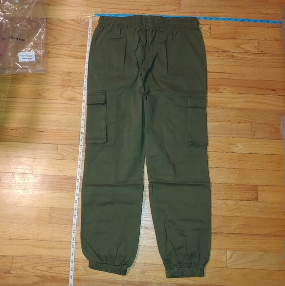 Green Army Cargo Pants Joggers Elastic Drawstring Extra Pockets WOMEN'S LARGE - Picture 7 of 10
